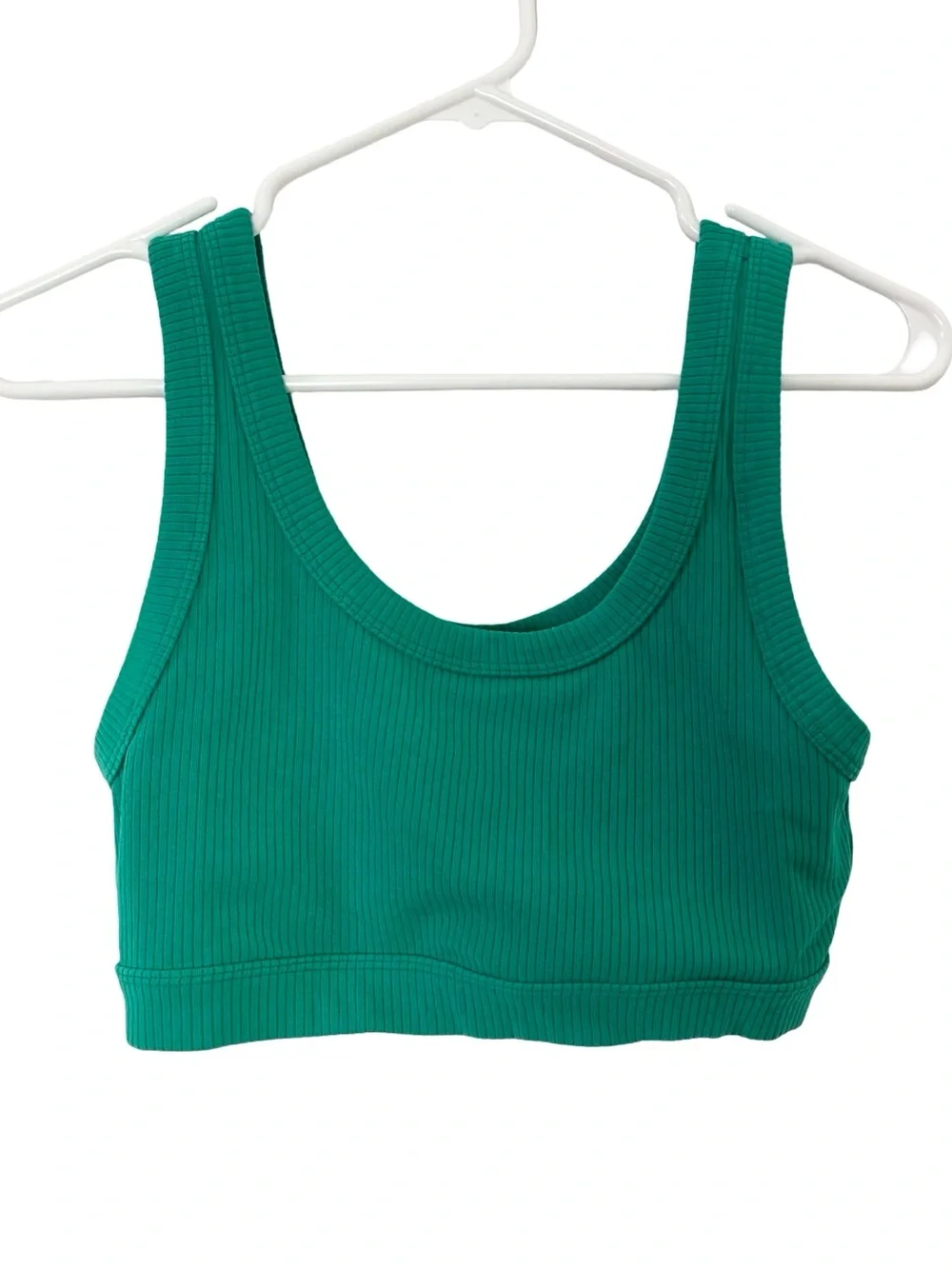 Alo Yoga Wellness Sports Bra Womens Size Medium Emerald Green Ribbed Lined